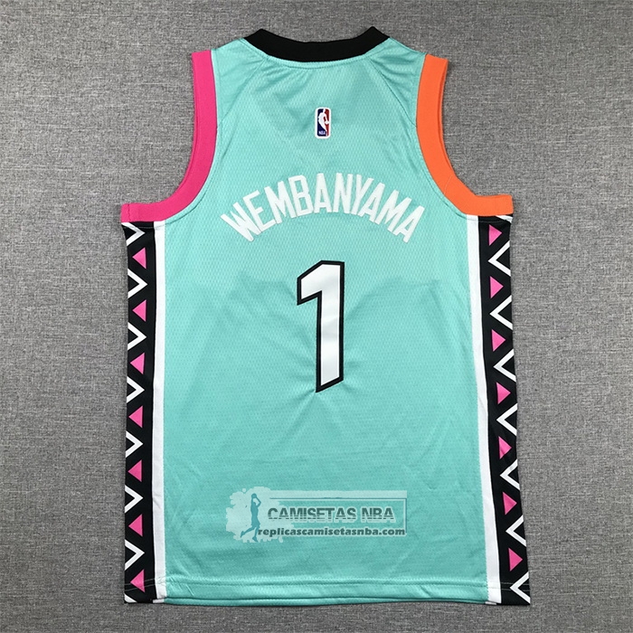 Camiseta Nino San Antonio Spurs Victor Wembanyama NO 1 Ciudad 2022-23 Verde